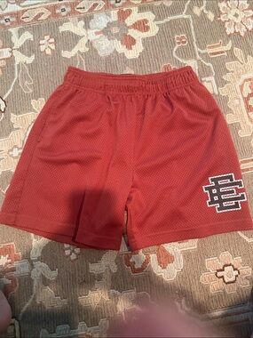 Eric Emanuel Red Mesh Athletic Shorts with Logo